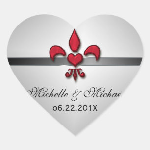 Fleur de Lis Hart Bruiloft Sticker