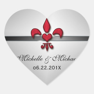 Fleur de Lis Hart Bruiloft Sticker