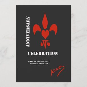 Fleur de Lis Heart Amour Jubileum Invites Kaart