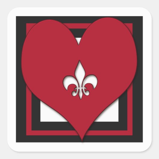 Fleur de Lis Heart Stickers (Voorkant)