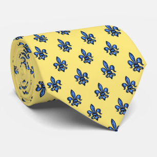 Fleur-de-lis Heraldic Yellow Two-Sided Stropdas