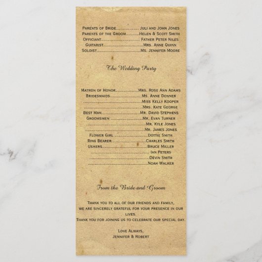 Fleur de Lis huwelijksprogramma Programma (Achterkant)