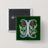 Fleur-de-lis I Monogram Vierkante Button 5,1 Cm (Voorkant /achterkant)