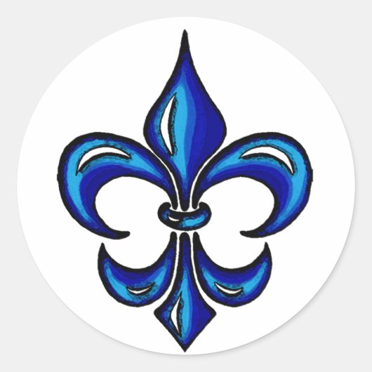 Fleur de Lis in Blue Ronde Sticker (Voorkant)