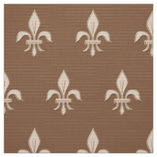 Fleur DE Lis in Licht Beige op Tan Taupe Stof