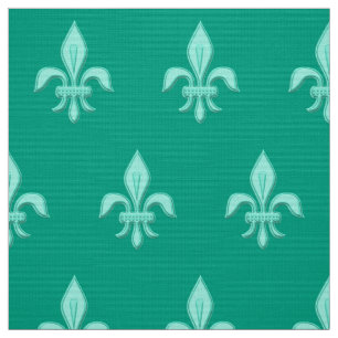 Fleur DE Lis in Lichte Aqua op Turkoois Stof