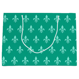 Fleur de Lis in Light Aqua on Turquoise Groot Cadeauzakje