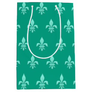 Fleur de Lis in Light Aqua on Turquoise Medium Cadeauzakje
