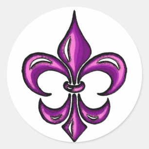 Fleur de Lis in Paars Lavender Ronde Sticker
