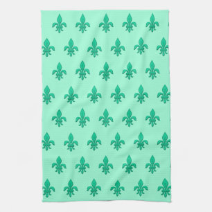 Fleur de Lis in Turquoise en Light Aqua Theedoek