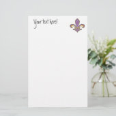 Fleur de Lis in vaste kleur - Paarse plum Grape Briefpapier (Staand voorkant)