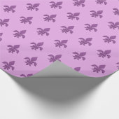 Fleur de Lis in Violet Paars op Lavender Cadeaupapier (Hoek)
