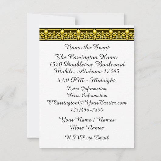 Fleur de Lis Invitation Kaart (Achterkant)