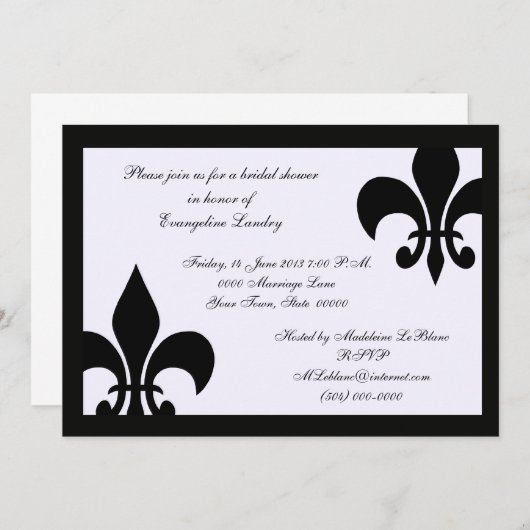Fleur de Lis Invitations (Devant / Derrière)