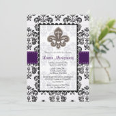 Fleur de Lis Invitations de douche nuptiale Plum N (Debout devant)