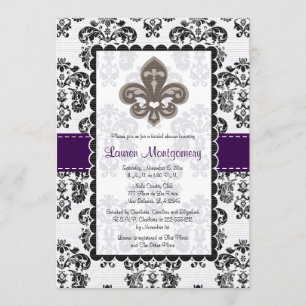 Fleur de Lis Invitations de douche nuptiale Plum N