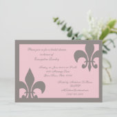 Fleur de Lis Invitations grise et rose-clair (Debout devant)