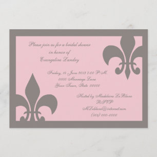 Fleur de Lis Invitations grise et rose-clair
