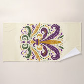 Fleur de lis jaune et vert violet (Serviette de bain)