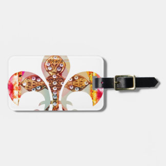 Fleur de lis Jewel Pattern Flowers Floral Pareltje Bagagelabel