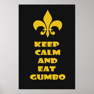 Fleur de Lis Keep Calm Eat Poster