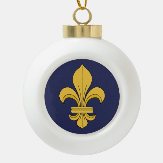 Fleur-de-lis Keramische Bal Ornament (Voorkant)
