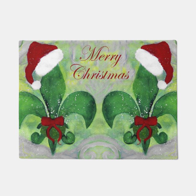 Fleur de lis Kerst Vakantie vloermat deurmat (Voorkant)