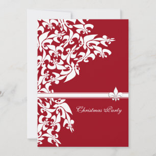 Fleur de Lis Kerstparty Red White Kaart