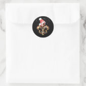 Fleur de Lis kerstversiering met kerstmuts XMA Ronde Sticker (Tas)