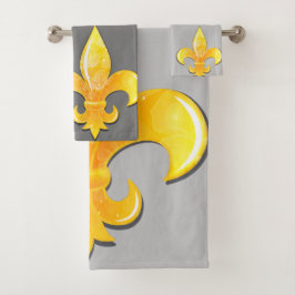 Fleur De Lis Kies kleur geel Bad Handdoek