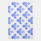 Fleur-de-lis, Koninklijk Blauw & Wit Theedoek (Verticaal)