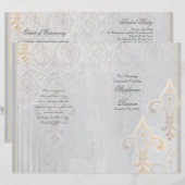 Fleur de Lis Lace Damask 2 Grey Wedding Programme (Devant / Derrière)