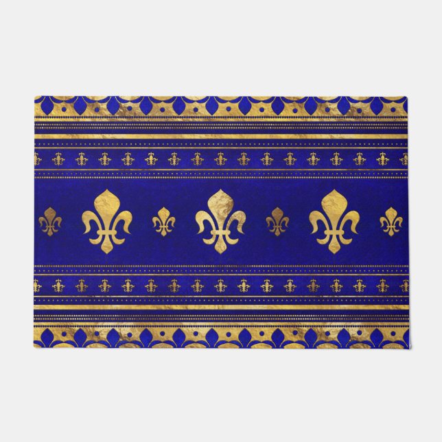 Fleur-de-lis - Lapis Lazuli en Gold Deurmat (Voorkant)
