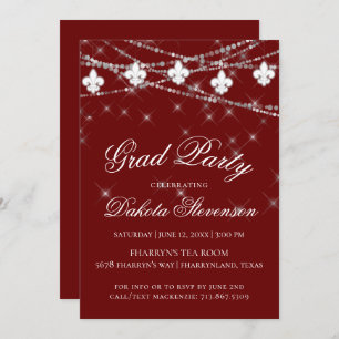 Fleur de Lis Lights   Afstudeerfeest rood thema Kaart