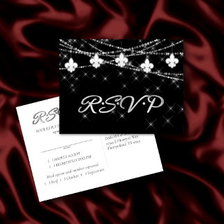 Fleur de Lis Lights | Mardi Gras thema RSVP Entree Uitnodiging Briefkaart