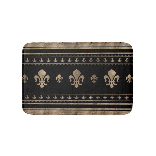 Fleur-de-lis Luxury ornament - zwart en goud Badmat (Voorkant)
