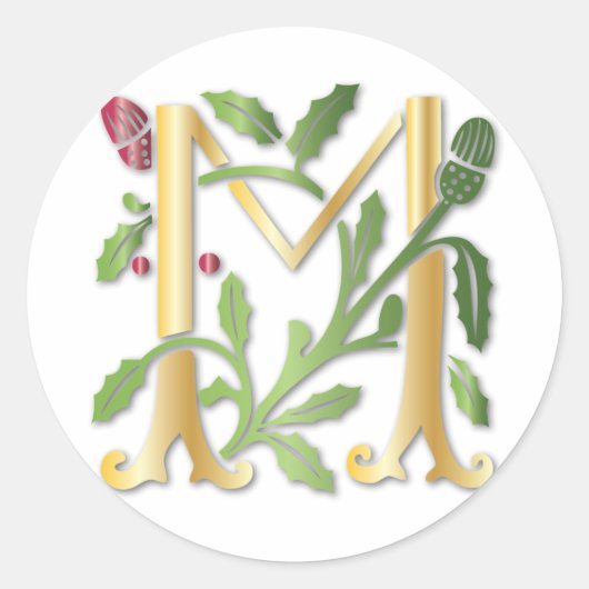Fleur-de-lis M Monogram Ronde Sticker (Voorkant)
