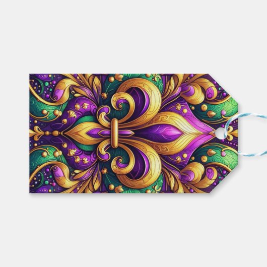 Fleur de Lis Mardi Gras Cadeaulabel (Voorkant (Horizontaal))