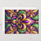 Fleur de Lis Mardi Gras Feestdagenkaart (Voorkant / Achterkant)