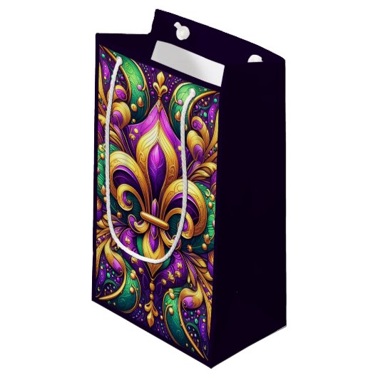 Fleur de Lis Mardi Gras Klein Cadeauzakje (Voorkant Gekanteld)