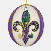 Fleur de lis Mardi Gras krads Keramisch Ornament (Links)