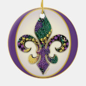 Fleur de lis Mardi Gras krads Keramisch Ornament (Achterkant)