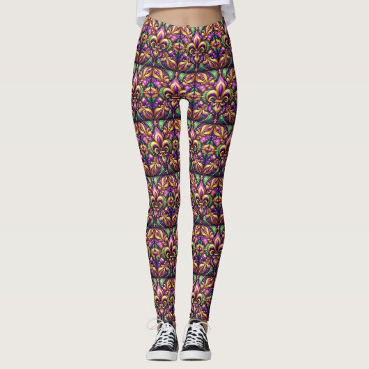 Fleur de Lis Mardi Gras Leggings (Voorkant)