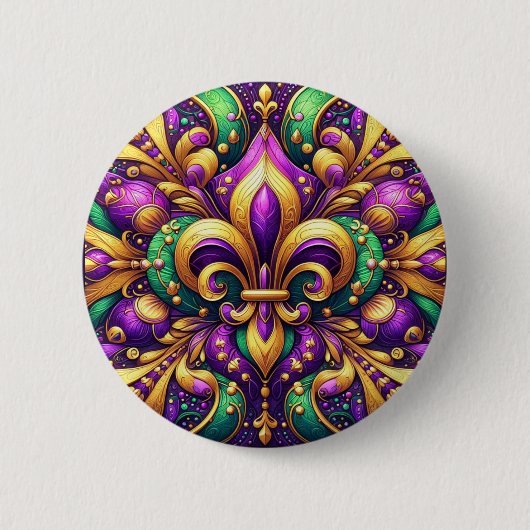 Fleur de Lis Mardi Gras Ronde Button 5,7 Cm (Voorkant)