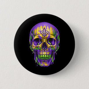 Fleur De Lis Mardi Gras Schedels Mannen Vrouwen Me Ronde Button 5,7 Cm