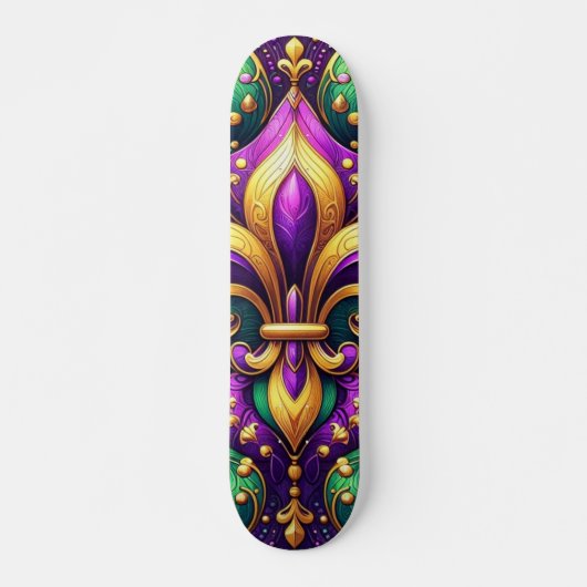 Fleur de Lis Mardi Gras Skateboard (Voorkant)