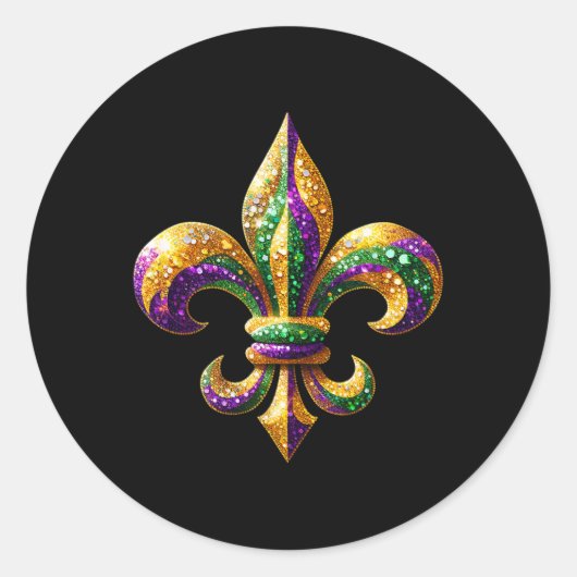 Fleur-de-lis Mardi Gras Symbool Carnaval Parade Co Ronde Sticker (Voorkant)