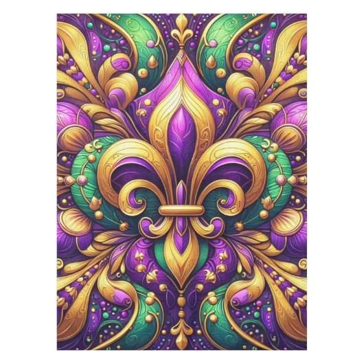 Fleur de Lis Mardi Gras Tafelkleed (Voorkant)