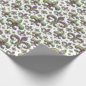 Fleur de lis Mardi Gras Vibes Cadeaupapier (Hoek)