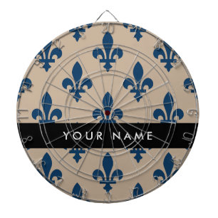 Fleur de Lis, Marineblauw op Beige, Koninklijk, Uw Dartbord